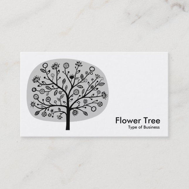 Flower Tree - Light Gray Business Card (Front)