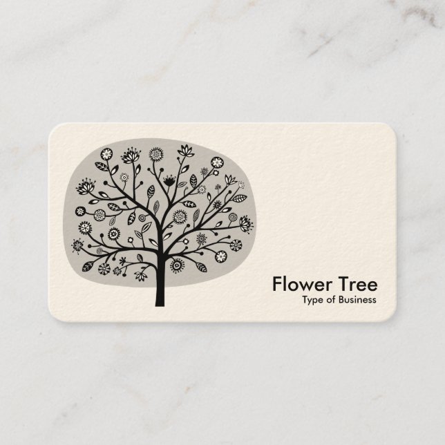 Flower Tree - Light Gray (Cream) Business Card (Front)