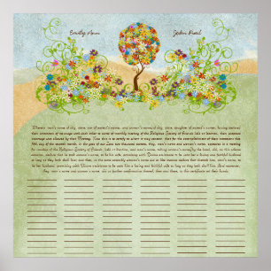 Flower Tree Print  Quaker Wedding Certificate