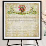 Flower Tree Print  Quaker Wedding Certificate