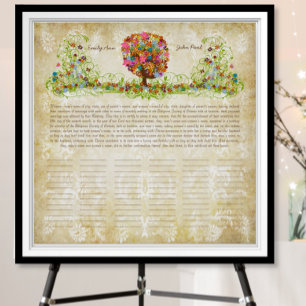 Flower Tree Print  Quaker Wedding Certificate