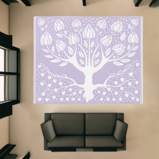 Flower Tree Rug - Lilac Purple Beardsley Hearts