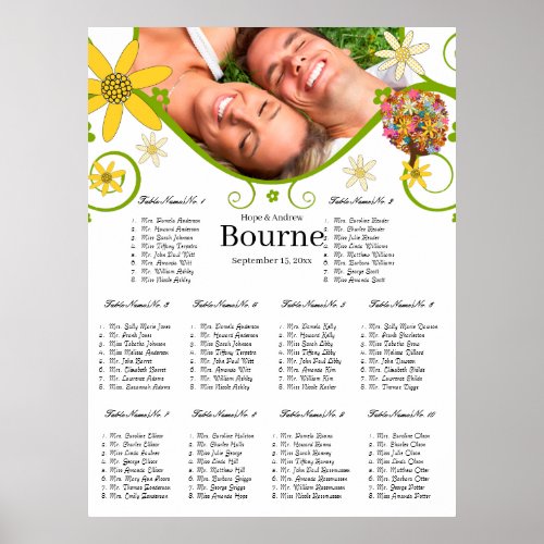 Flower Tree Seating Chart 10 Tables