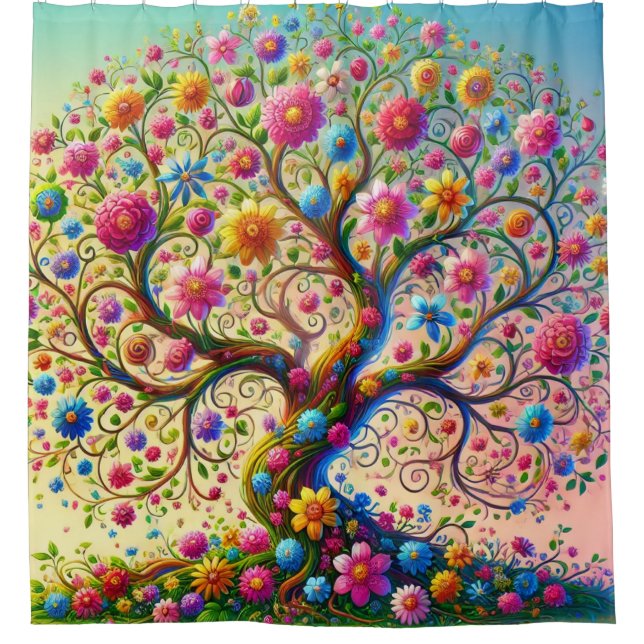 Flower Tree Shower Curtain (Front)