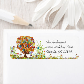 Flower Tree Swirl Return Address Label