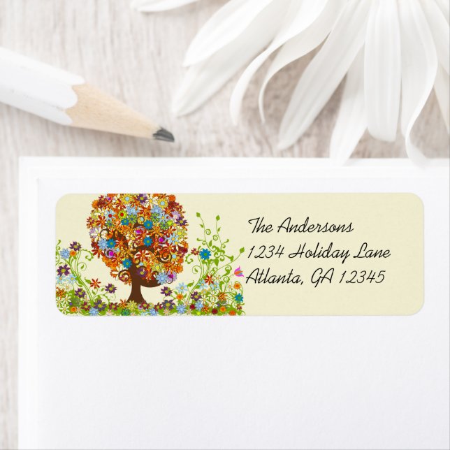 Flower Tree Swirl  Return Address Label (Insitu)