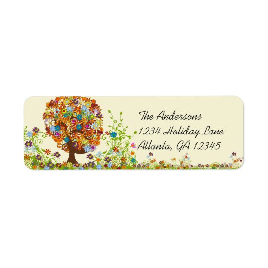 Flower Tree Swirl Return Address Label | Zazzle.com