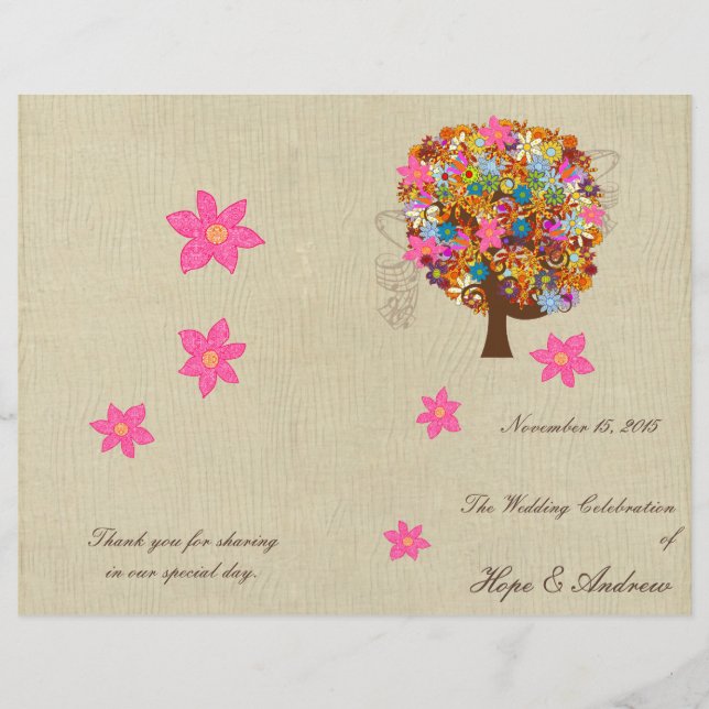 Flower Tree Wedding Program (Front)