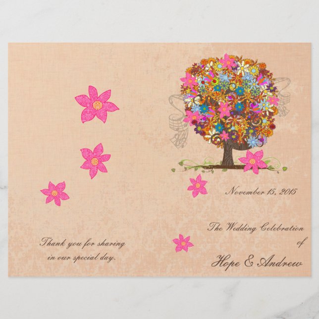 Flower Tree Wedding Program (Front)
