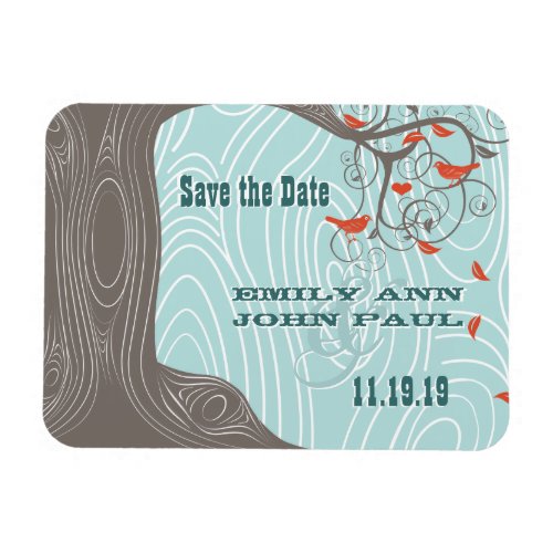 Flower Tree Wood Grain Save the Date Magnet