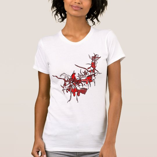 Flower Tribal Tattoo red and white T-Shirt