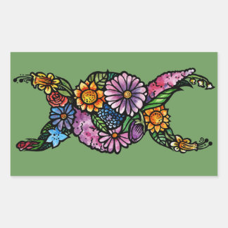Flower Triple Moon Symbol Blessed Be Rectangular Sticker