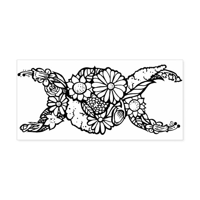 Flower Triple Moon Symbol Blessed Be Rubber Stamp (Design)