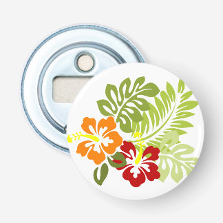 Flower Tropical Leaves Hibiscus Hawaii Red Orange. Bottle Opener