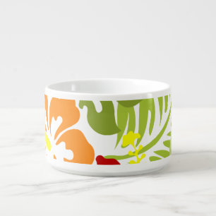 Flower Tropical Leaves Hibiscus Hawaii Red Orange. Bowl
