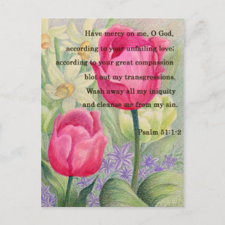 Flower tulip and scripture postcard