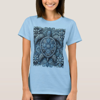 Flower Turtle - Blue T-Shirt