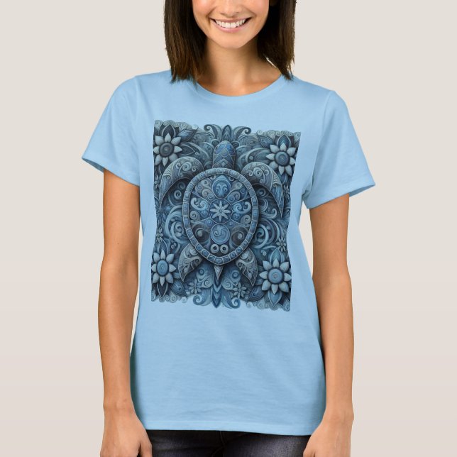 Flower Turtle - Blue T-Shirt (Front)