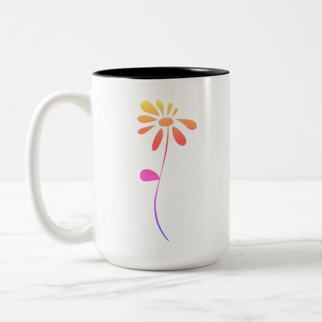 Flower Two-Tone Coffee Mug (Left)
