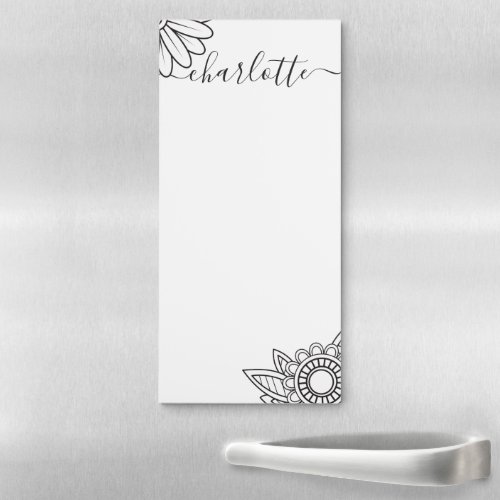 Flower Typography Name Template Personalized Magnetic Notepad
