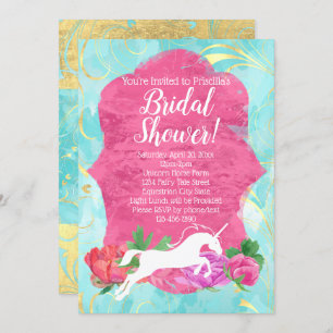 Flower Unicorn Fantasy Equestrian Bridal Shower Invitation