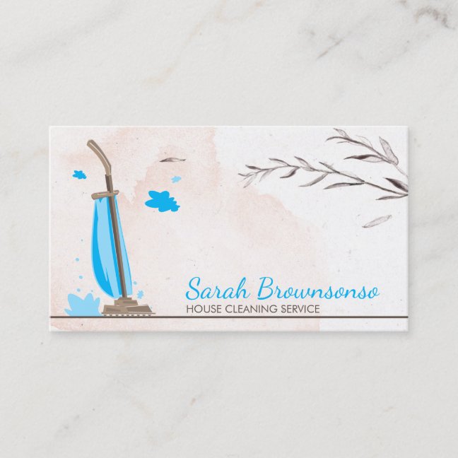 Flower Vacuum Cleaner Blue House Cleaning Business Card