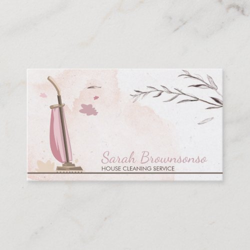 Flower Vacuum Cleaner Pink House Cleaning Business Card
