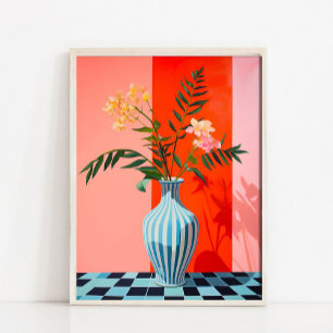 Flower Vase Art Print, Abstract Still Life Oil Pai Poster