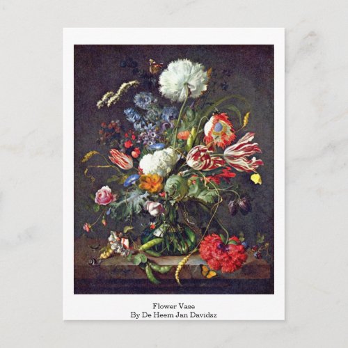 Flower Vase By De Heem Jan Davidsz Postcard