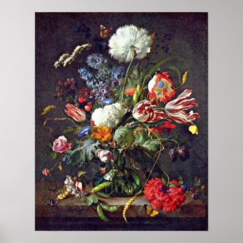 flower vase by Jan Davidsz de Heem Poster