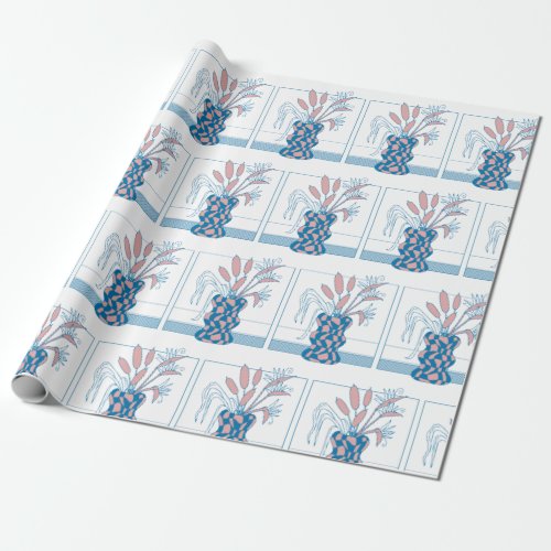 Flower vase design wrapping paper