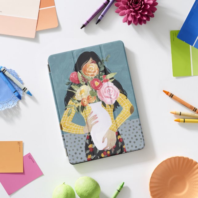 Flower Vase Girl iPad Pro Cover (Desk)