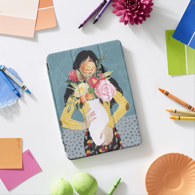 Flower Vase Girl iPad Pro Cover (Desk)