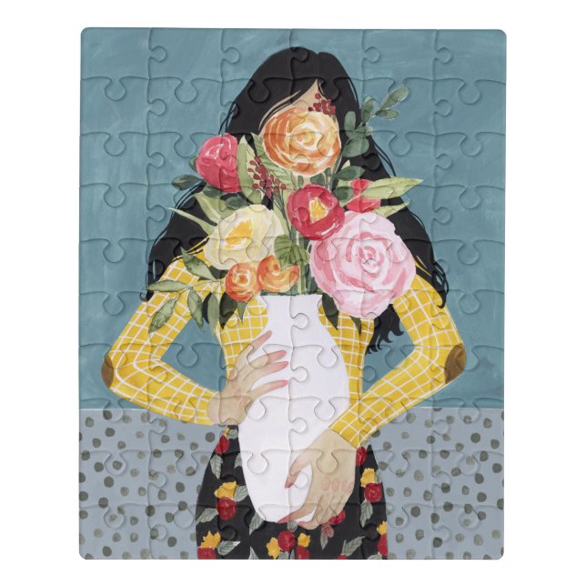 Flower Vase Girl Jigsaw Puzzle (Puzzle Vertical)