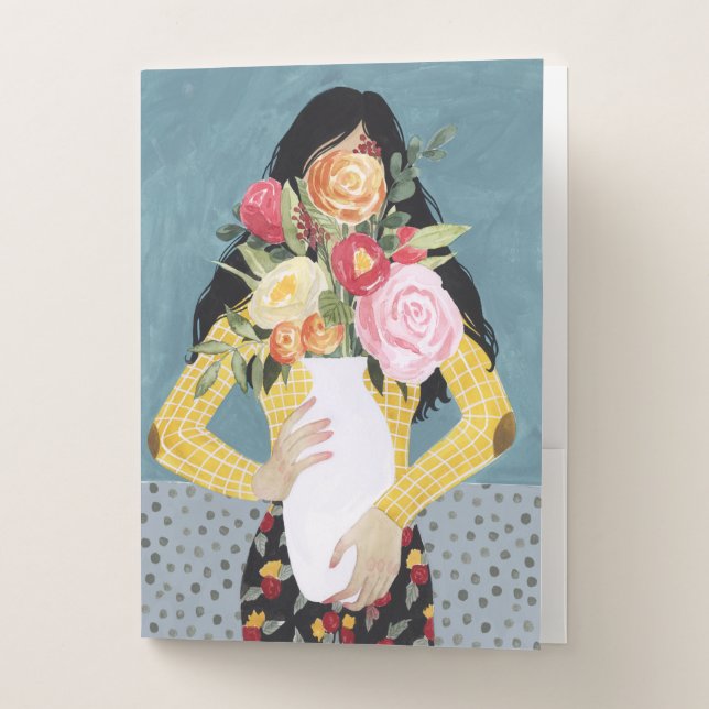 Flower Vase Girl Pocket Folder (Front)