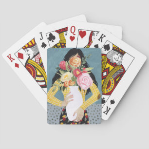 Flower Vase Girl Poker Cards