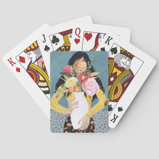 Flower Vase Girl Poker Cards (Back)