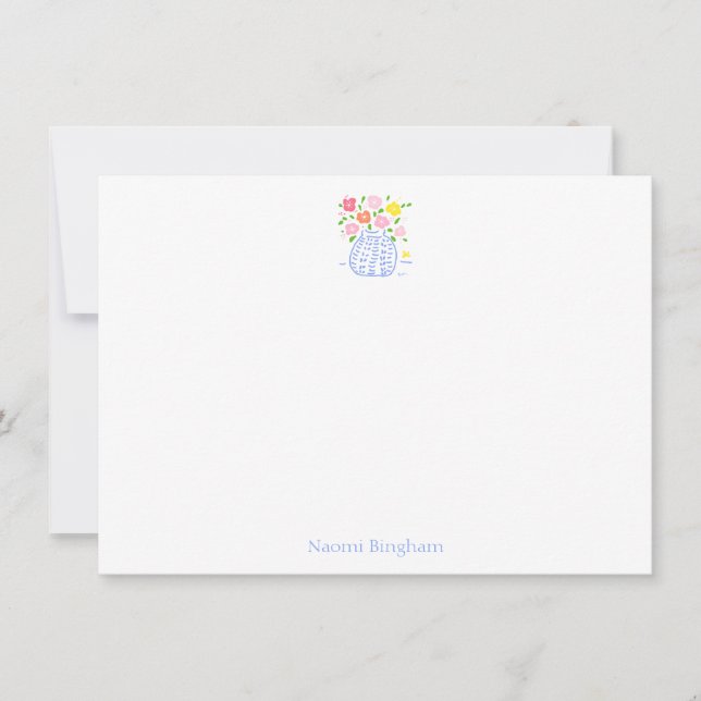 Flower Vase Personalized Note Cards (Front)