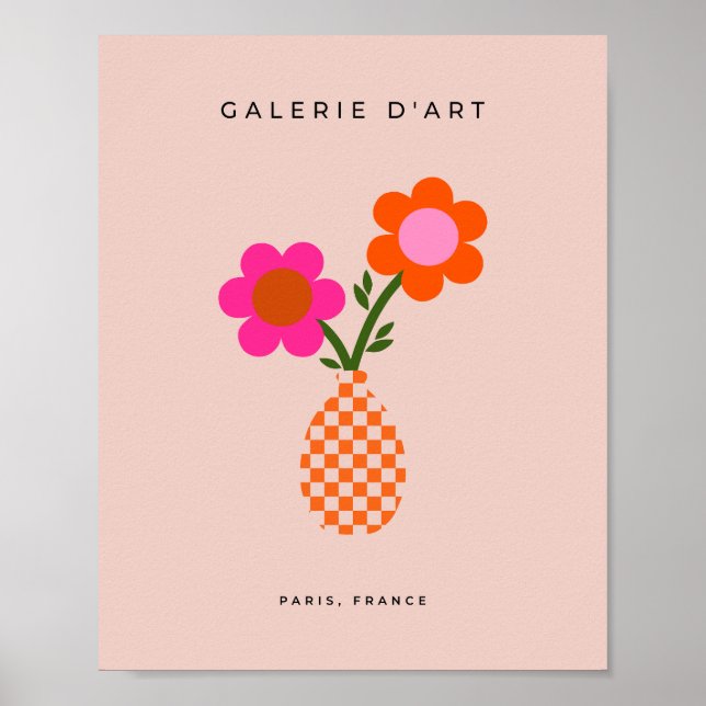 Flower Vase Pink Orange Neutral Poster (Front)
