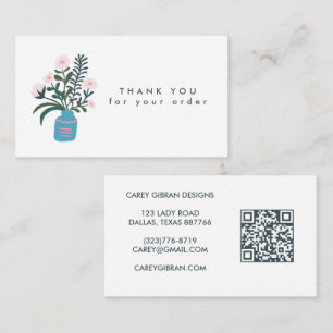 FLOWER VASE QR Code Order Thank You Custom Business Card
