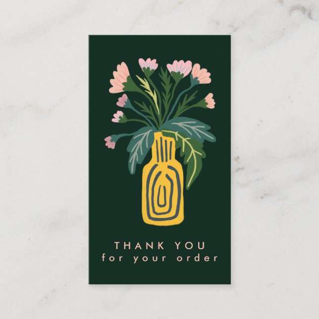 FLOWER VASE QR Code Order Thank You Custom Business Card (Front)