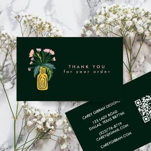 FLOWER VASE QR Code Order Thank You Custom Business Card