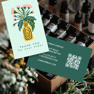 FLOWER VASE QR Code Order Thank You Custom Business Card