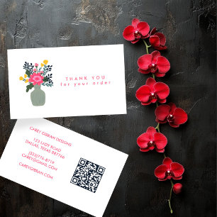 FLOWER VASE QR Code Order Thank You Custom Business Card