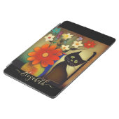Flower Vases with Black Cat Artwork Add Name iPad Air Cover (Side)