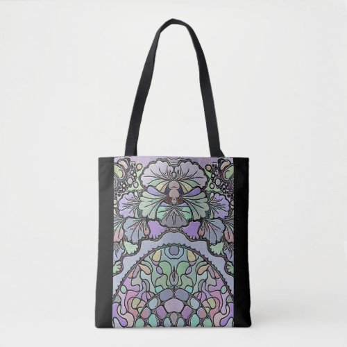 Flower vintage mosaic purple pansy floral elegant  tote bag