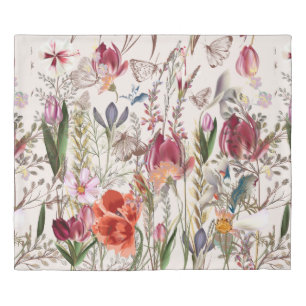 Flower vintage pattern with assorted plants. Vinta Duvet Cover