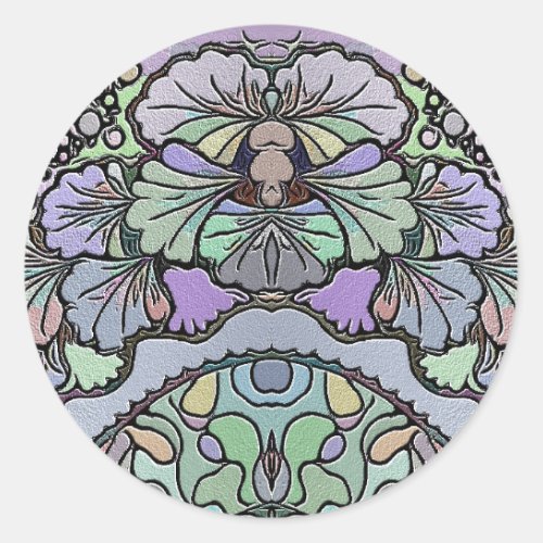 Flower vintage purple pansy mosaic  elegant  classic round sticker