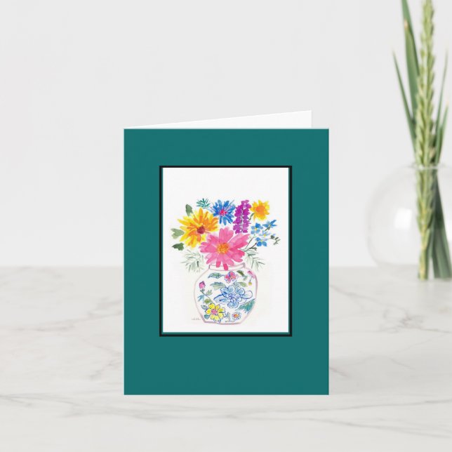 flower watercolor blank note card (Front)