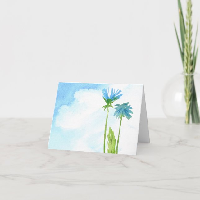 Flower watercolor blank note card. card (Front)
